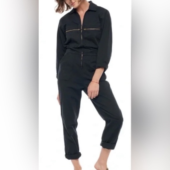NEW! Free People x Sandrine Rose Black Zip Jumpsuit Size L - Picture 1 of 11